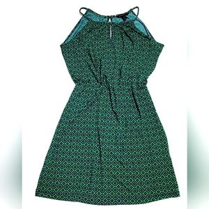 Banana Republic Women Size S Green Black Geometric Halter Sleeveless Midi